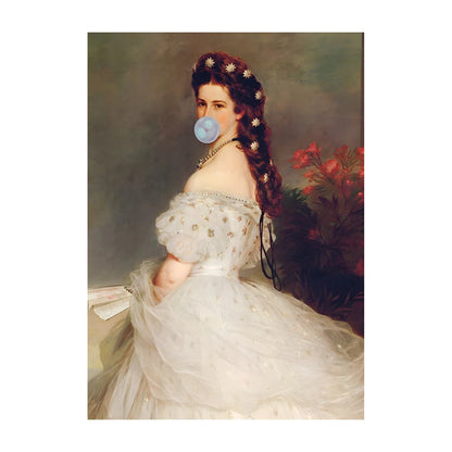 Bubble Gum Baroque Portrait Wall Art Poster – Vintage Altered Art Print