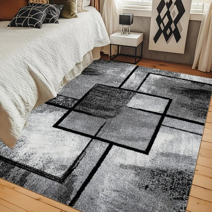 Vikama Modern Luxury Geometric Rug Stain-Resistant Easy Maintain Living Room Sofa Throw Bedroom Home