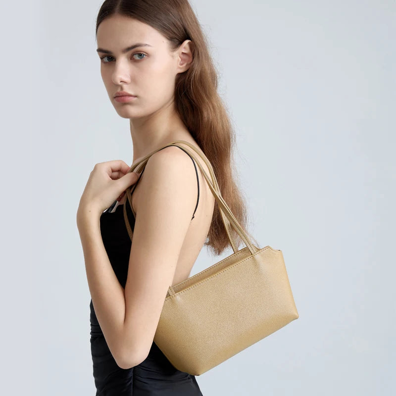 Women's Genuine Cowhide Leather Mini Shoulder Tote Bag