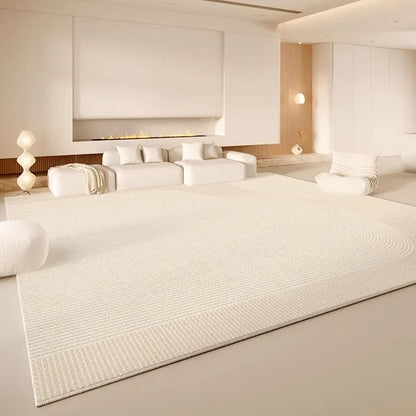 Minimalist Cream Area Rug – Soft Non-Slip Living Room Carpet