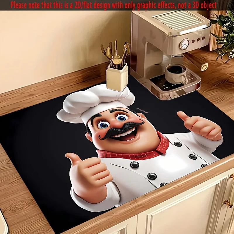 Cartoon Chef Stove Top Protector Mat – Dustproof Kitchen Cover Pad