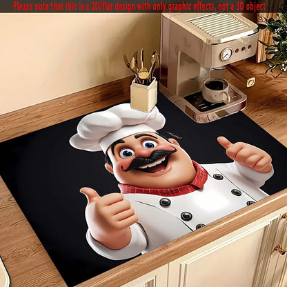 Cartoon Chef Stove Top Protector Mat – Dustproof Kitchen Cover Pad