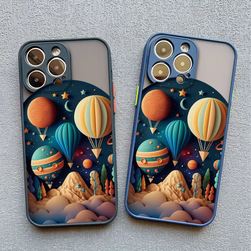 Fantasy Landscape iPhone Case – Hot Air Balloon & Planet Design