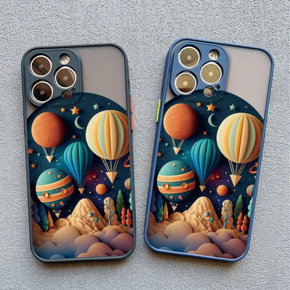 Fantasy Landscape iPhone Case – Hot Air Balloon & Planet Design