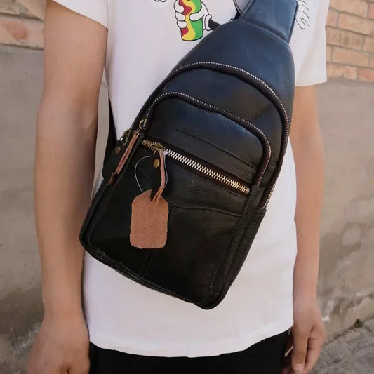 Genuine Leather Men's Sling Bag & Chest Pack