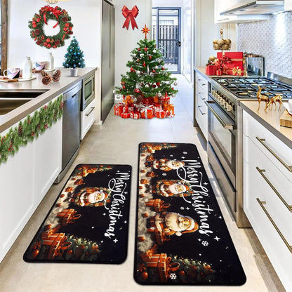 Christmas Kitchen Rug Set 2-Piece – Red Buffalo Plaid Holiday Mat