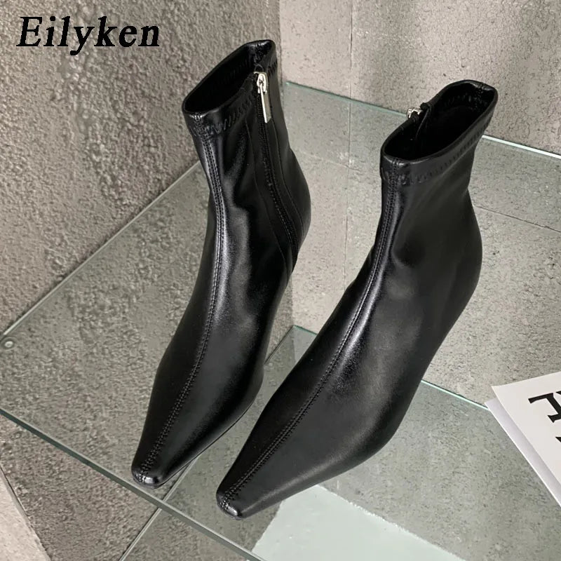 Pointed Toe Chelsea Ankle Boots – Thin Heel Zip-Up
