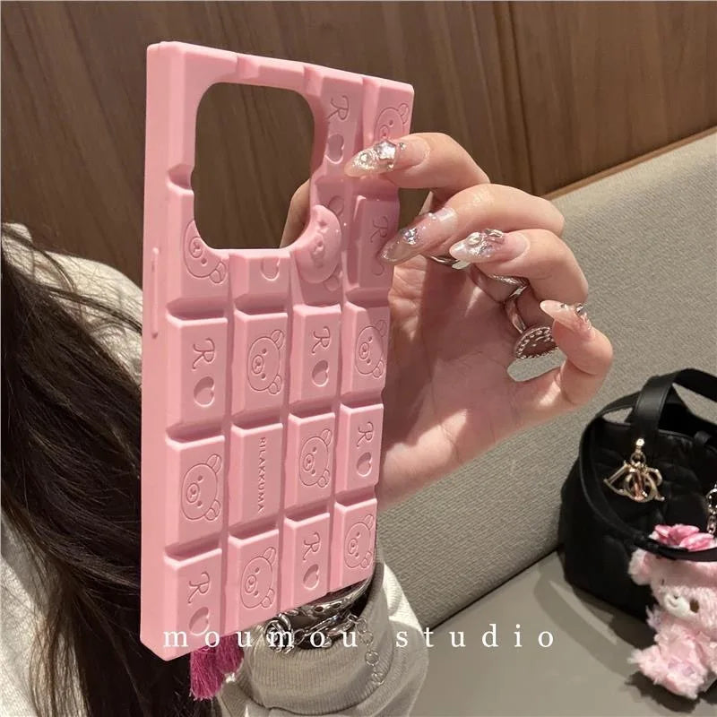 Rilakkuma 3D Chocolate Bar iPhone Case – Cute Soft Silicone