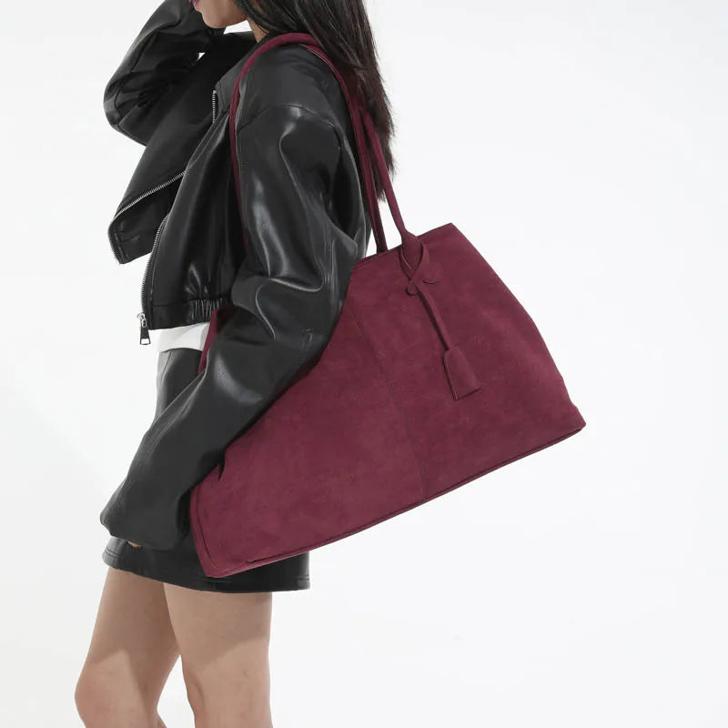 Suede Tote Bag for Women – Large Capacity Shoulder Bag
