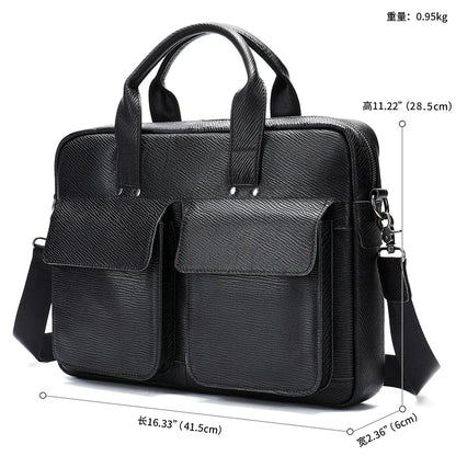 Genuine Leather Briefcase – Men's 16" Laptop Messenger Bag