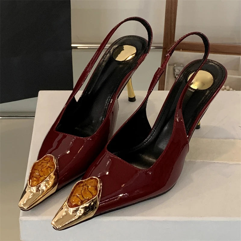 Diamond Stone Slingback Pumps – Women's Stiletto Heels