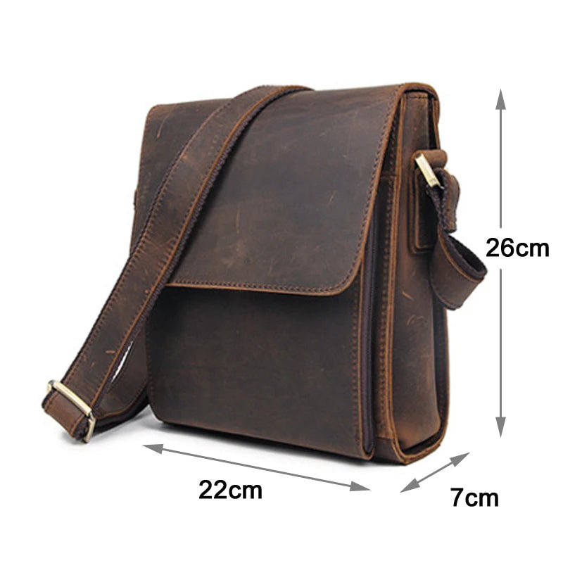 Men's Genuine Leather Messenger Bag – Vintage Crazy Horse Crossbody