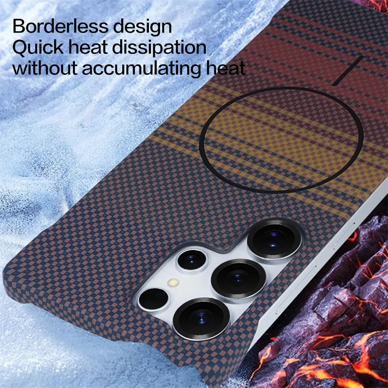 Samsung Galaxy Carbon Fiber MagSafe Case – Shockproof Kevlar Cover S25 S24 S23