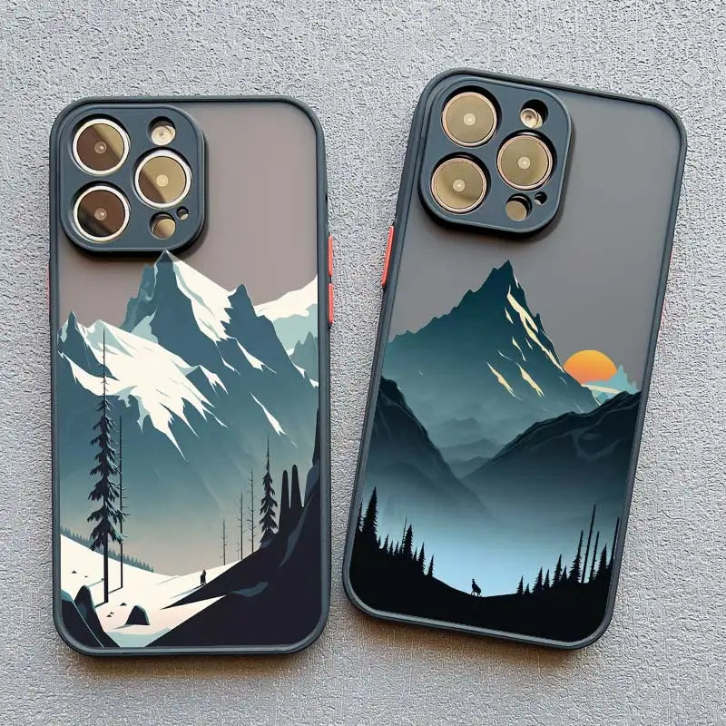 Mountain Peaks Landscape iPhone Case – Shockproof Frosted Cover