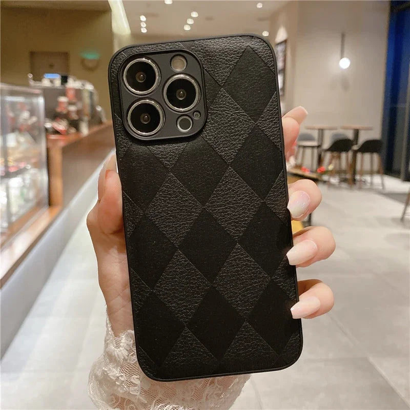 Leather Texture Silicone iPhone Case – Slim & Stylish