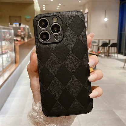 Leather Texture Silicone iPhone Case – Slim & Stylish