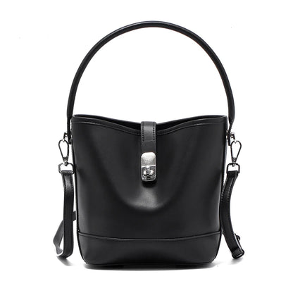 Genuine Leather Bucket Bag – Women's Crossbody Shoulder Handbag