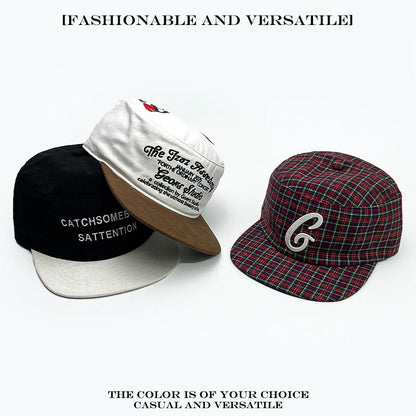 Retro Flat Brim Baseball Cap – Letter Embroidery Unisex Hat