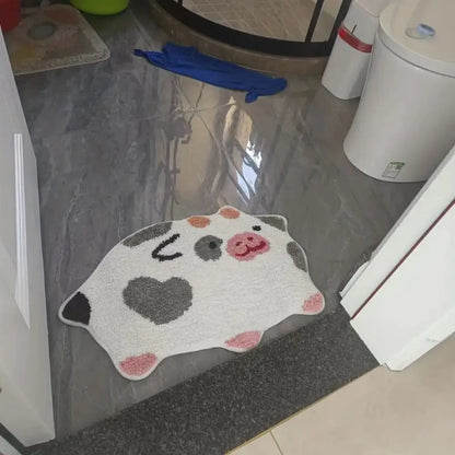 Cute Cow Fluffy Area Rug – Non-Slip Bedroom Floor Mat