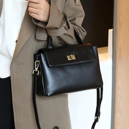 Genuine Leather Top Handle Crossbody Bag for Women Vintage Oil Wax Leather