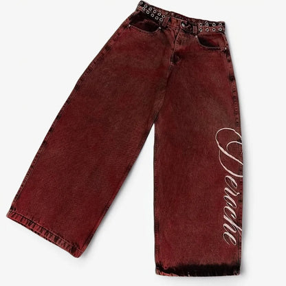 Y2K Wide Leg Baggy Jeans – Vintage Harajuku Streetwear Denim Pants