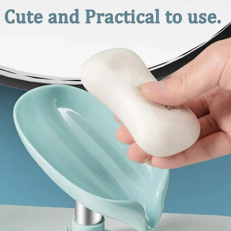 Leaf Soap Holder Suction Cup Drain Tray