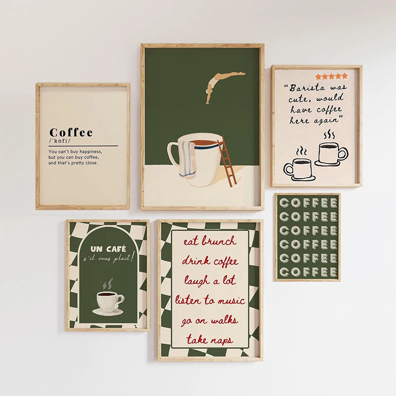 Coffee Diver Wall Art Print – Whimsical Kitchen Poster