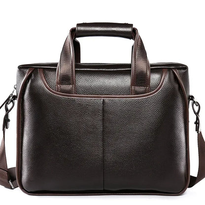 Genuine Leather Men's Briefcase Laptop Shoulder Bag