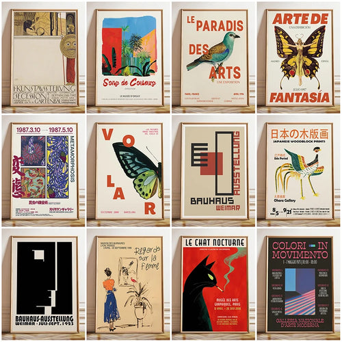 Vintage Exhibition Cat Poster – Retro Japanese Art Print