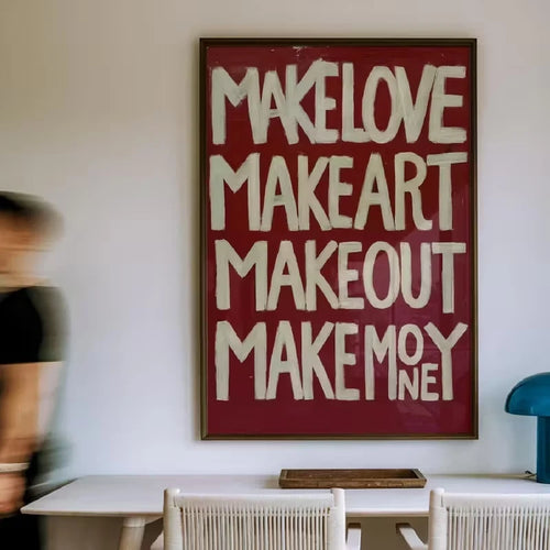 Make Love Make Art Wall Art Print – Bold Retro Quote Poster