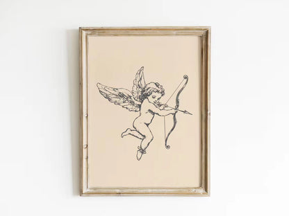 Antique Cupid Wall Art Print – Valentine's Day Romantic Poster