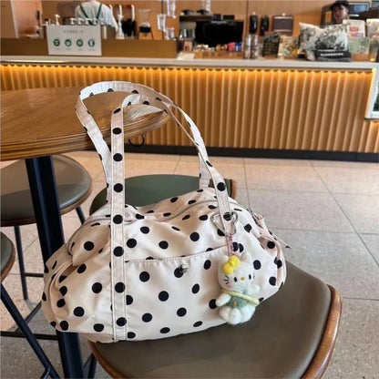 Sweet Cute Polka Dot Handbag Women Large Capacity Nylon Lightweight
