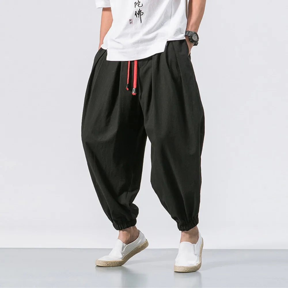 Men's Cotton Linen Harem Pants – Chinese Style Joggers