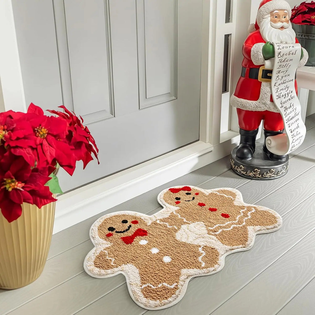 Christmas Gingerbread Couple Bath Mat – Non-Slip Rug