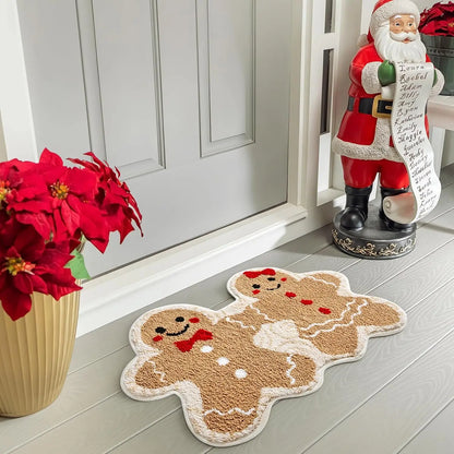 Christmas Gingerbread Couple Bath Mat – Non-Slip Rug
