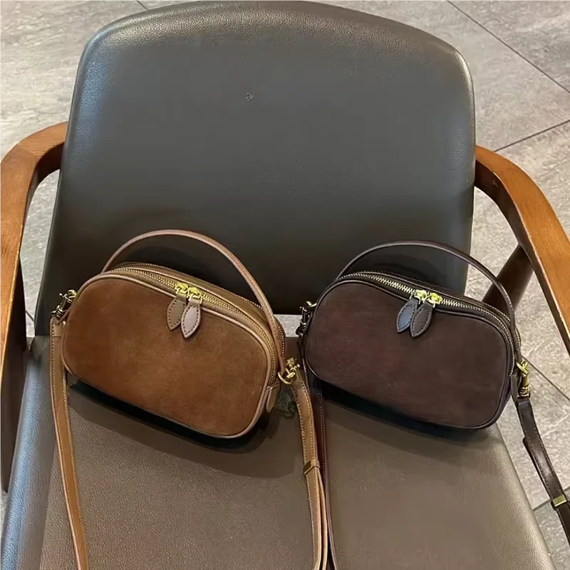 Russian Women's Genuine Suede Cowhide Leather Shoulder Bag