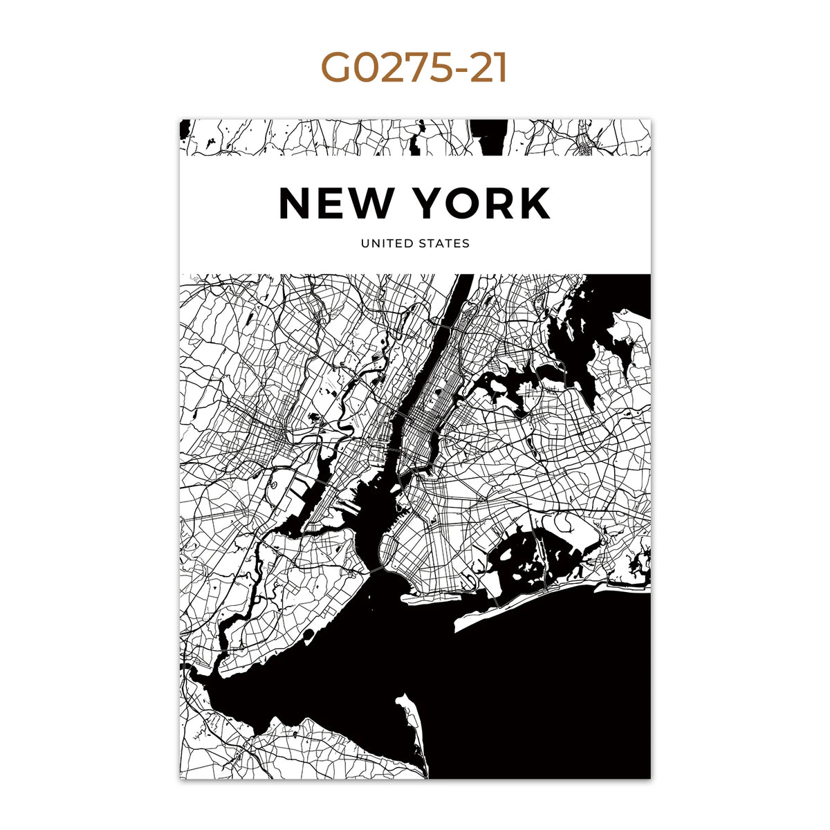 World City Map Wall Art Print – Black & White City Poster