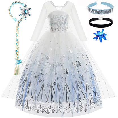 Elsa Princess Long Sleeve Frozen Dress