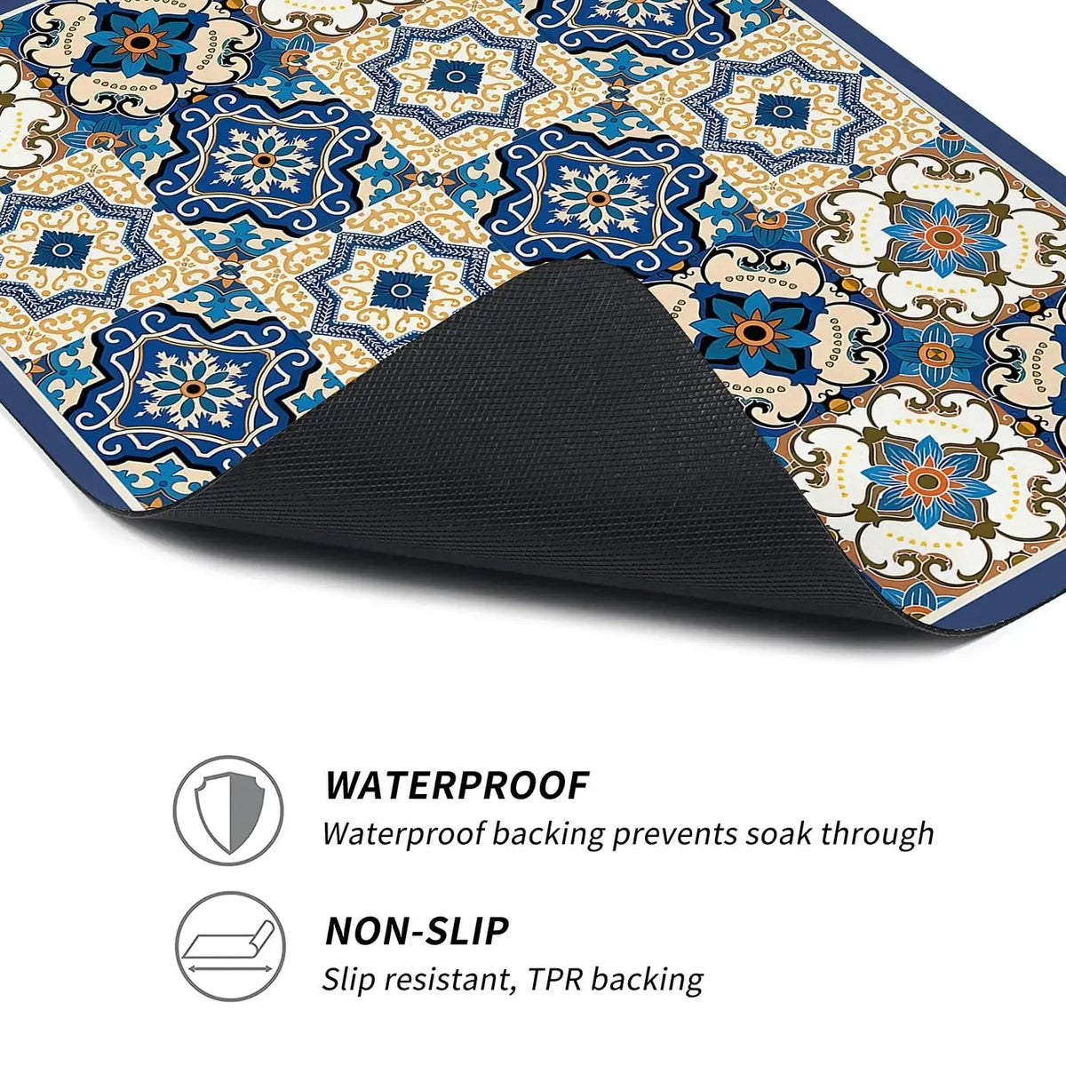 Washing Machine Cover Mat – Boho Moroccan Tile Absorbent Pad