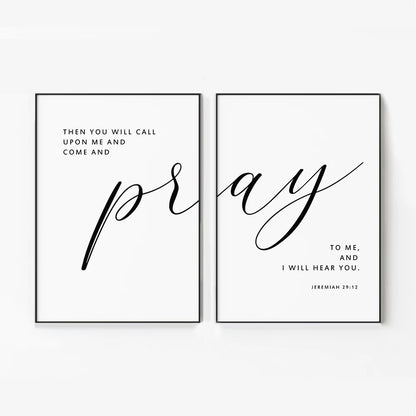 Jeremiah 29:12 Bible Verse Wall Art Print – Christian Scripture Poster