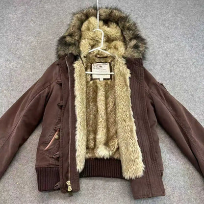 Fleece-Lined Hooded Jacket – Women's Faux Fur Trim Winter Coat