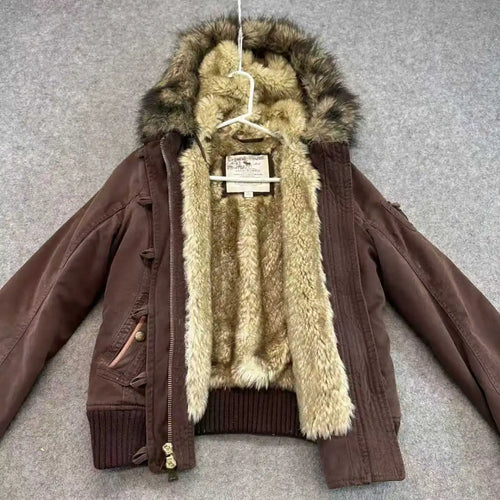 Fleece-Lined Hooded Jacket – Women's Faux Fur Trim Winter Coat
