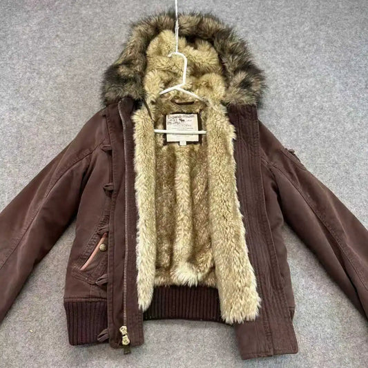 Fleece-Lined Hooded Jacket – Women's Faux Fur Trim Winter Coat