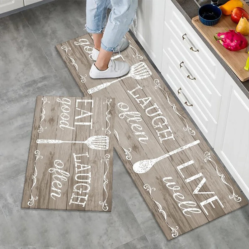 Kitchen Rug Set 2-Piece – Non-Slip Spice Print Floor Mats