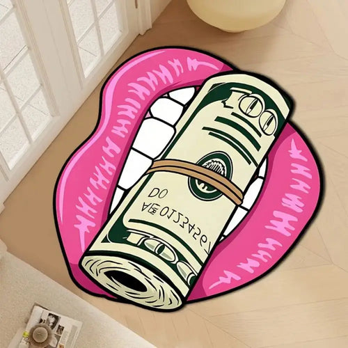 Lips & Money Graphic Area Rug – Indoor Outdoor Door Mat