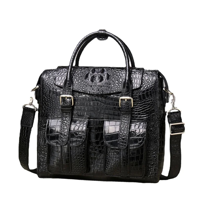 Alligator Embossed Genuine Leather Men's Briefcase Bag