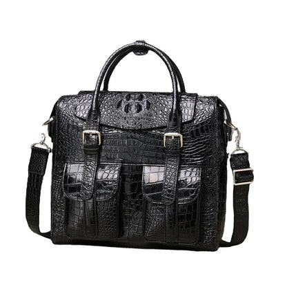 Alligator Embossed Genuine Leather Men's Briefcase Bag