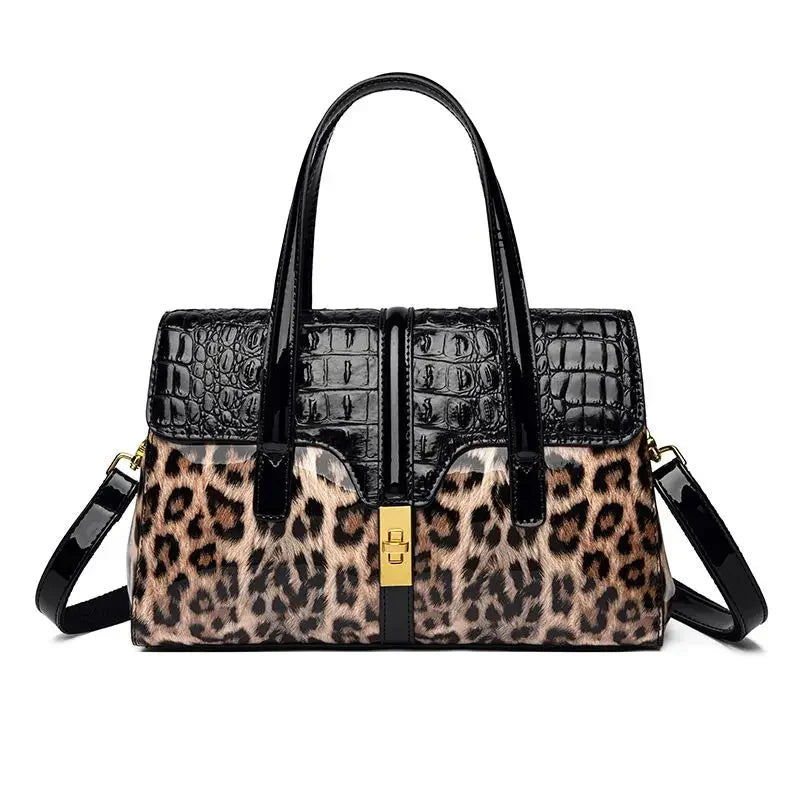 Leopard Patent Leather Luxury Handbag for Women