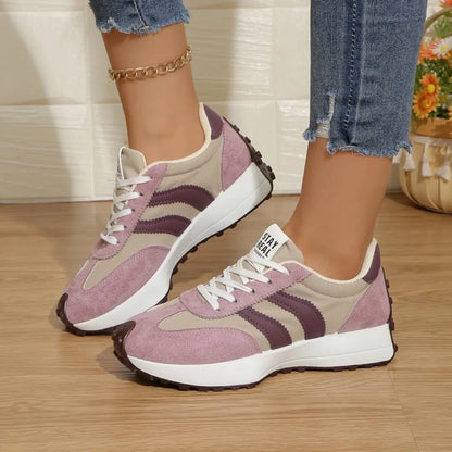 Women's Retro Platform Sneakers – Color Block Thick Sole Casual Running Shoes