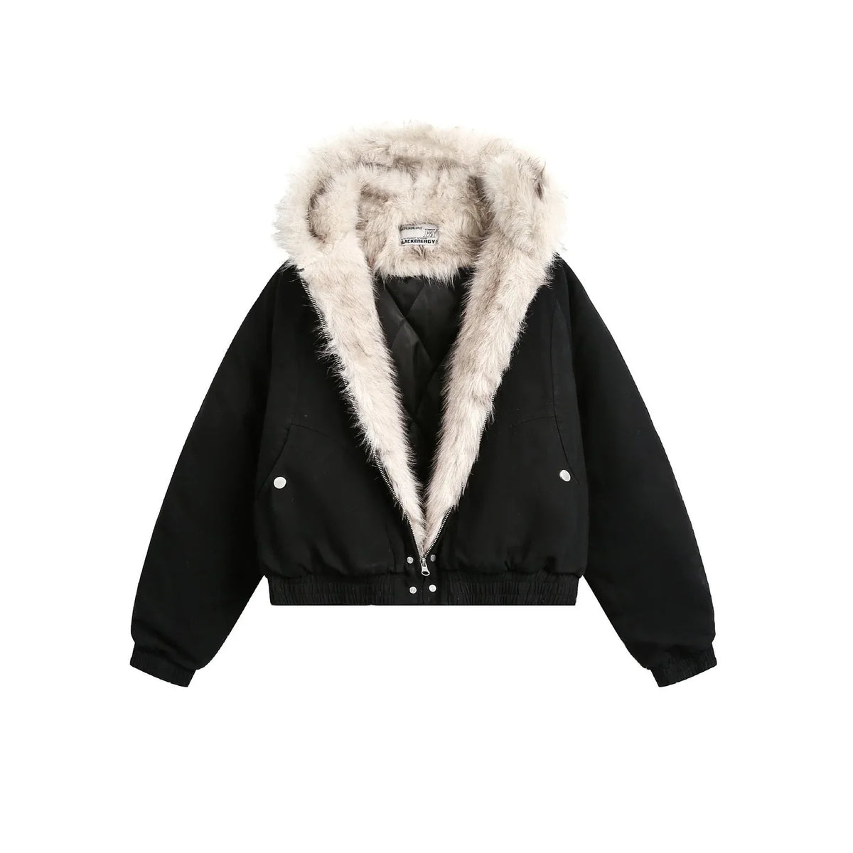 Harajuku Retro Oversized Jacket – Plush Fur Hood Leopard Lining